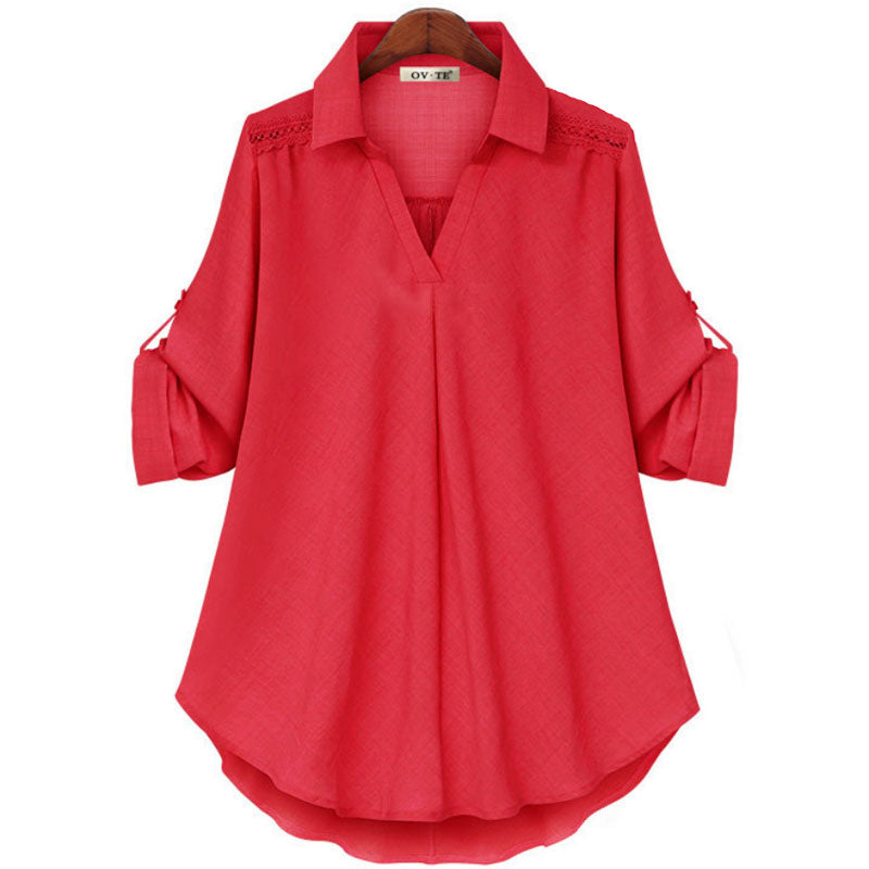 ❤Street Fashion Women's V-neck Casual Loose Comfy Shirt-8