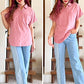 Camisa De Manga Corta De Algodón Y Lino Para Mujer