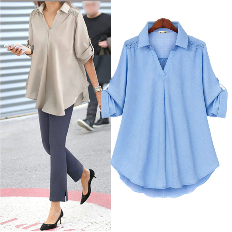 ❤Street Fashion Women's V-neck Casual Loose Comfy Shirt-2