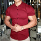Chemise à manches courtes à boutons, sans repassage, pour hommes