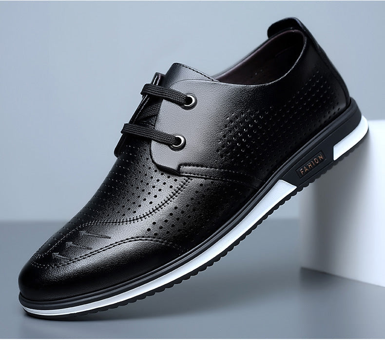 Chaussures respirantes à lacets en cuir véritable pour hommes