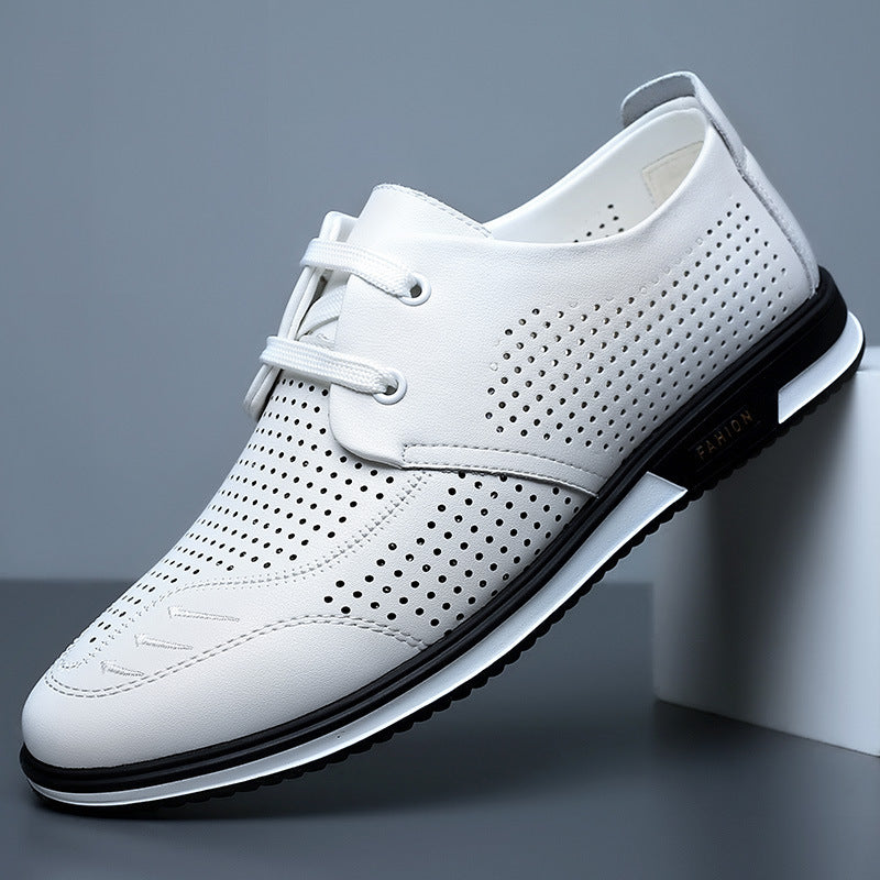 Chaussures respirantes à lacets en cuir véritable pour hommes