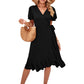 Robe avec col en V et taille haute