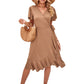 Robe avec col en V et taille haute