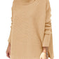 Pull grande taille en tricot à col roulé avec ourlet pour femmes