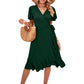 Robe avec col en V et taille haute