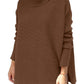 Pull grande taille en tricot à col roulé avec ourlet pour femmes
