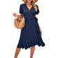 Robe avec col en V et taille haute