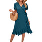 Robe avec col en V et taille haute