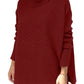 Pull grande taille en tricot à col roulé avec ourlet pour femmes