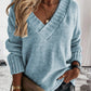 Pull en tricot à col en V sexy pour femmes