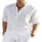 ?Vendite calde? - Camicia a maniche lunghe da uomo in cotone e lino-1