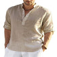 ?Vendite calde? - Camicia a maniche lunghe da uomo in cotone e lino-9