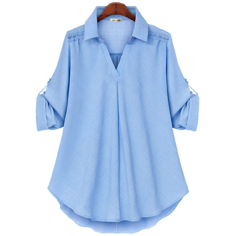 ❤Street Fashion Women's V-neck Casual Loose Comfy Shirt-9