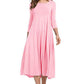 Nouveau style - Robe à demi-manches de couleur unie pour femmes