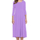 Nouveau style - Robe à demi-manches de couleur unie pour femmes