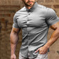 Chemise à manches courtes à boutons, sans repassage, pour hommes