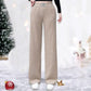 Superbe Cadeau ! Pantalon Décontracté et Amincissant à Jambes Droites Drapées et Taille Haute