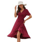 Robe avec col en V et taille haute